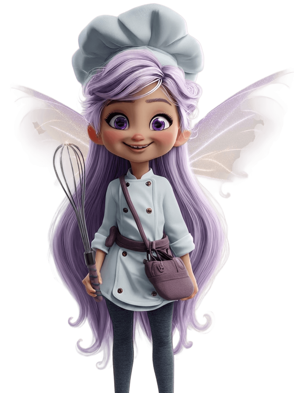 Pyxi, the friendly festival guide, smiling and holding her whisk